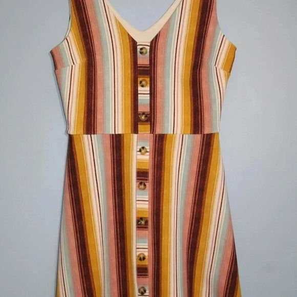 iZ Buyer A-Line Womens Striped Dress Polyester Sleeveless Button Up Front Dress - Picture 8 of 13